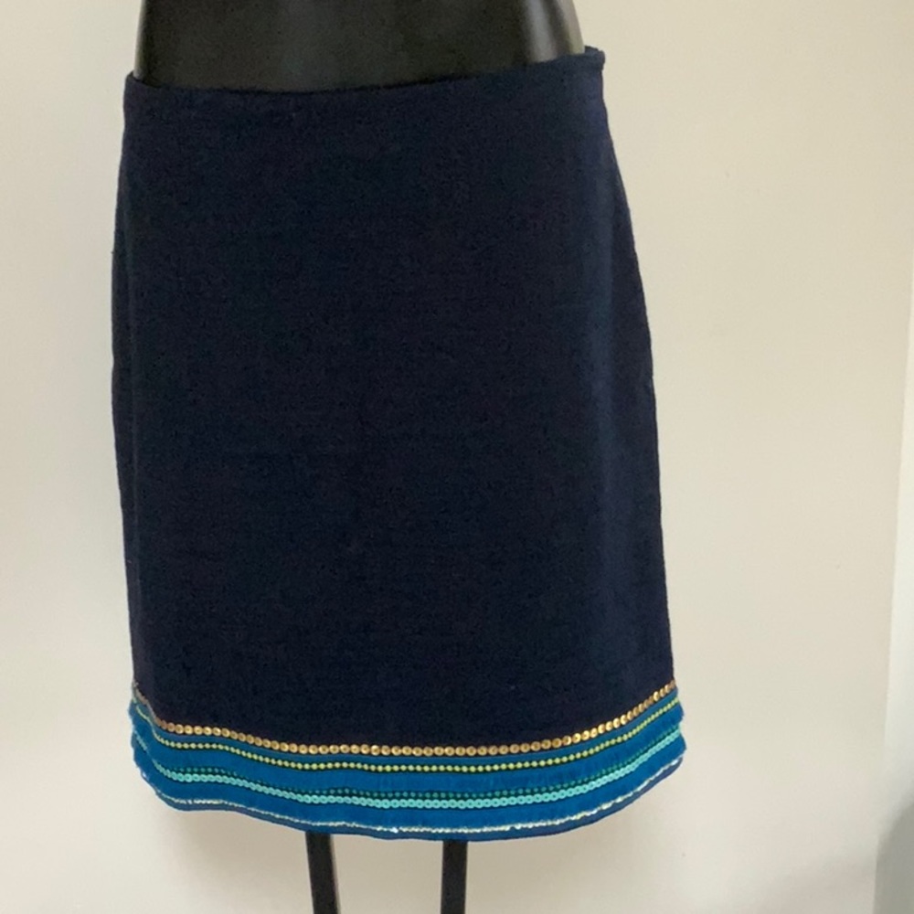 Like New Talbots blue beaded cotton Skirt  Size 8